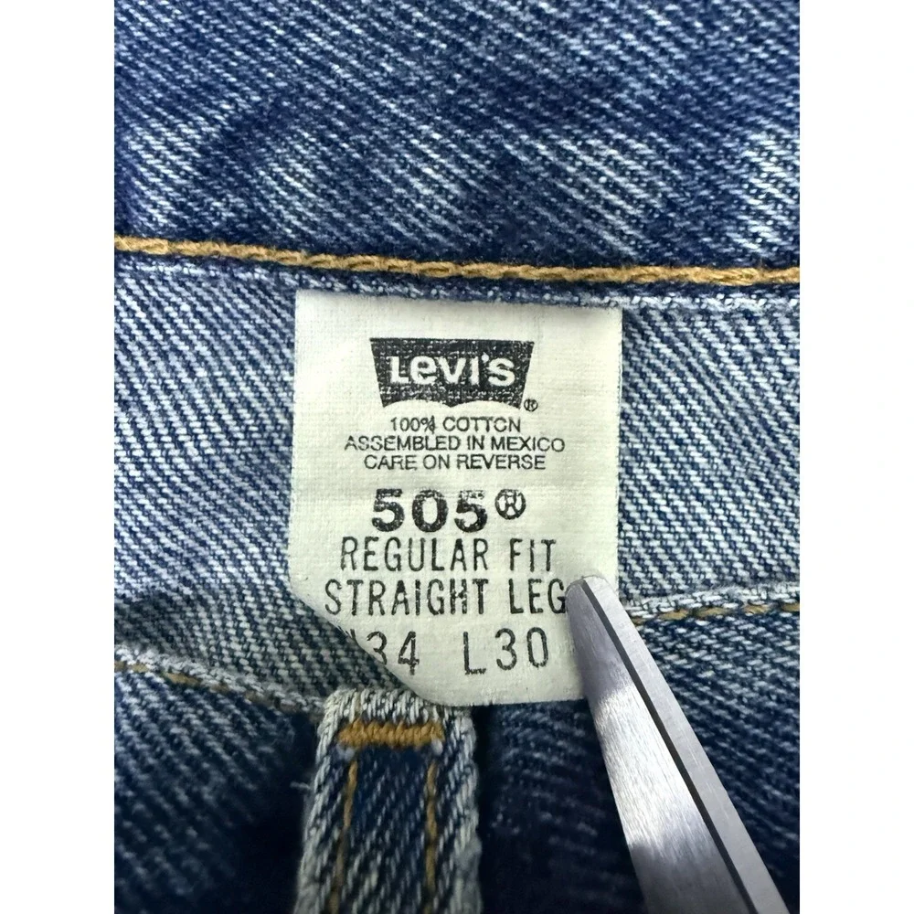 Vintage‎ Levi's 505 Jeans Mens 34x30 Medium Wash Denim Blue Casual Y2K